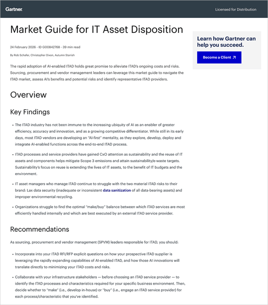 2025 Gartner Market Guide for ITAD