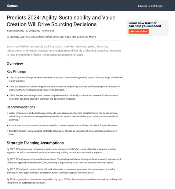 2024 Gartner® Predicts Sourcing Success Sustainable Solutions