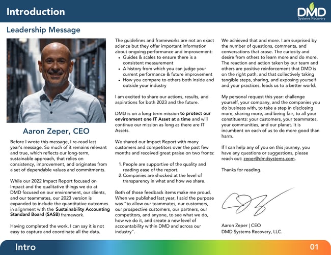 DMD's 2023 Impact Report Leadership Message