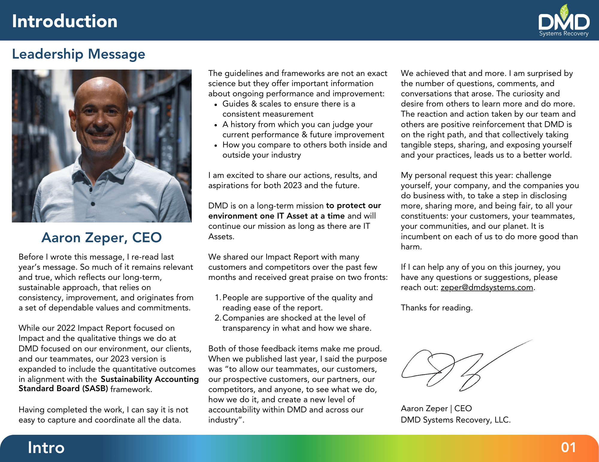 DMD's 2023 Impact Report Leadership Message